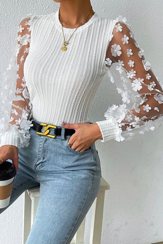 White Floral Mesh Sleeve