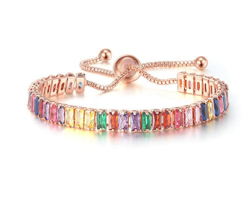 Multi-Gemstone Tennis Bracelet Rose Gold