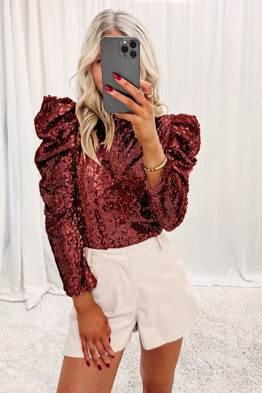 Burgundy Bubble Sleeve Top