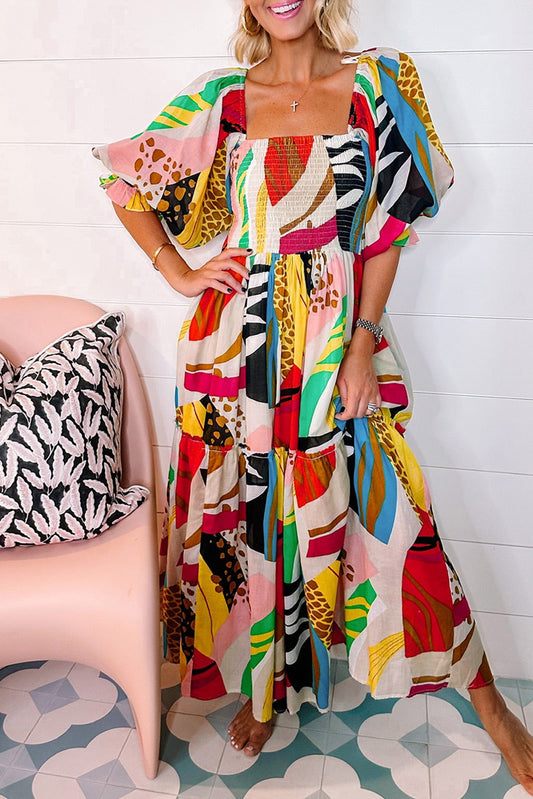 Tropical Dream Off-Shoulder Maxi Dress