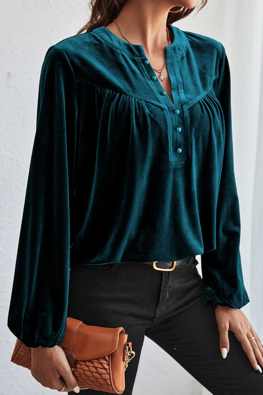 Teal Charm Velvet Top